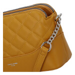 Módní prošívaná dámská koženková crossbody Freay, žlutá