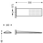 Tres Sprcha hlavová nástěnná černá mat 160 x 550 mm 29990303NM TG 29990303NM