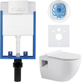 CERANO Kompletní podomítkový WC set Lite/Dure - bílá lesklá - WC tlačítko Slim, bílé - k zazdění - 51x35 cm