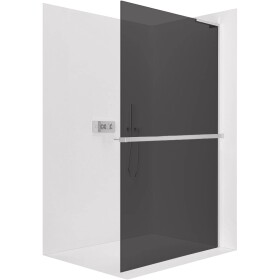 CERANO Sprchová zástěna Walk-in Onyx L-pravá vzpěra - 8 mm + polička/držák na ručníky - chrom, grafitové sklo - 90x200 cm