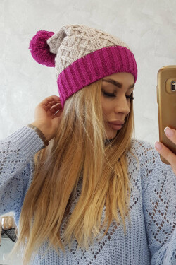 Fleecová čepice Bibiana K264 světle fialová+světle béžová UNI