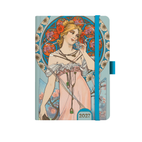 Týdenní diář 2027 Baloušek A5 Alfons Mucha modrý