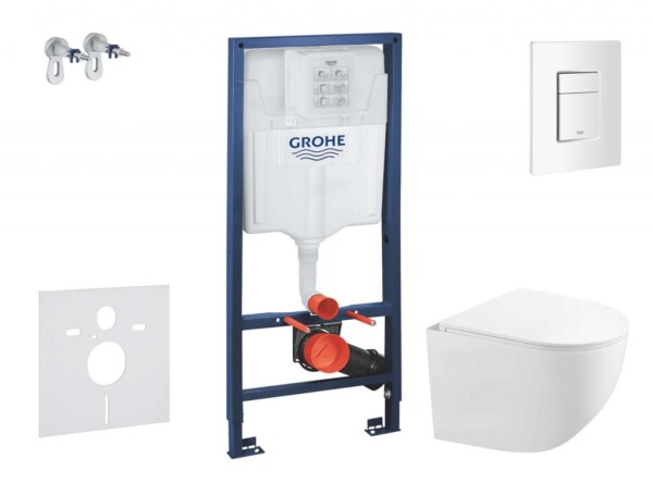 GROHE - Rapid SL Set předstěnové instalace, kompaktního klozetu Gaia sedátka softclose, tlačítko Skate Cosmopolitan, alpská bílá SANI11BA3103