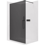 CERANO Sprchová zástěna Walk-in Onyx Cube L/P - 8 mm - hranatá vzpěra - černá matná, grafitové sklo - 50x200 cm