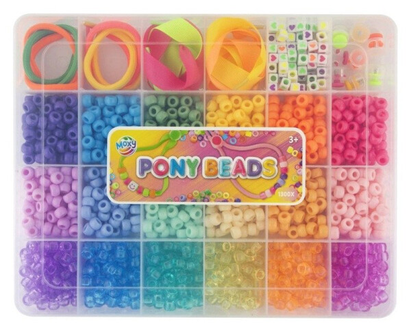Plastové korálky mix barev 1400 ks + tkaničky