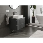 MEXEN/S - Rivel koupelnová skříňka pod umyvadlo 70 cm s deskou, 2 zásuvky, reliéf , grafit mat 91A20-07047-2-BFFC66
