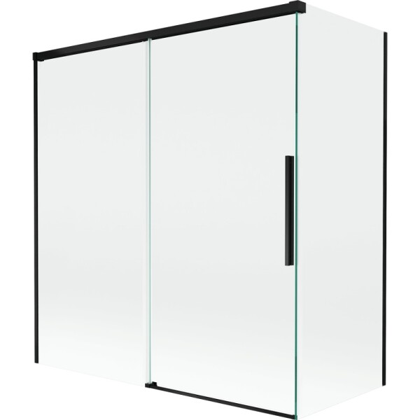 MEXEN/S - Rox vanová zástěna 2-křídlová posuvná 150 + 70 x 150, transparent, černá 8C9-150-070-70-00