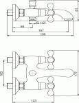 Vanová baterie bez příslušenství 100 mm Retro II chrom NOVASERVIS 99124/1,0