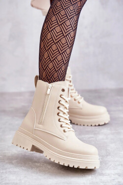 Dámské zateplené kožené kozačky světle béžové Dorchen 40