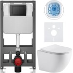 CERANO - Kompletní WC set Basic/Cesso - bílá matná - WC tlačítko Maxio/Černá - volně stojící - předstěnová instalace - 49x36 CER-8050BD86262