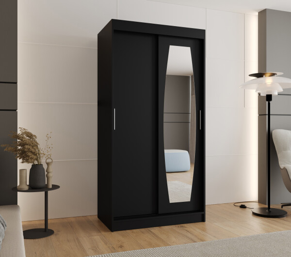 Šatní skříň Abi Rossa Rozměry: 100 cm, Barva korpusu + barva dveří: Černá + Černá