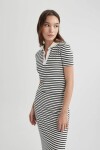 DEFACTO Fitted Polo Neck Striped Short Sleeve T-Shirt