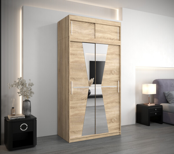 Šatní skříň Abi Ma s nástavcem Barva korpusu: Dub Sonoma, Rozměry: 120 cm, Dveře: Dub sonoma