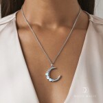 Royal Fashion stříbrný náhrdelník GU-DR22122N-SILVER-MOONSTONE