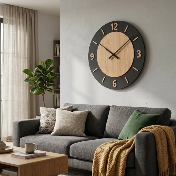 DumDekorace NORDIC OAK , 75 cm dubové nástěnné hodiny s tichým mechanismem