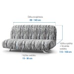 Bielastické potahy OCEANO NOVÉ šedo-modré dvojkřeslo s dřevěnými rukojeťmi (š. 80 - 140 cm)