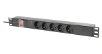 Lanberg Napájecí distribuční jednotka (PDU) 19" 1U černá / PDU / 16A / 5x SCHUKO / 2 m (PDU-05F-0200-BK)