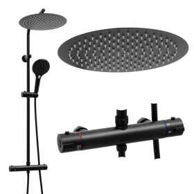 Erga Bergen, sprchový set s termostatickou baterií a dešťovou sprchou 30 cm, černá matná, ERG-YKA-BP.BERGEN THERM 30 BLK