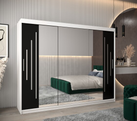 Šatní skříň Abi Y2 Barva korpusu: Bílá, Rozměry: 250 cm, Dveře: Černá