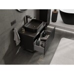 MEXEN/S - Rivel koupelnová skříňka pod umyvadlo 80 cm s deskou, 1 šuplík, reliéf , černá mat 91A20-08047-1-BFC71