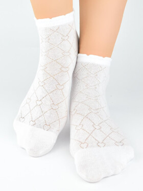 Noviti Ponožky SB119 Jacquard Hearts dámské 35-42 bílá 39-42
