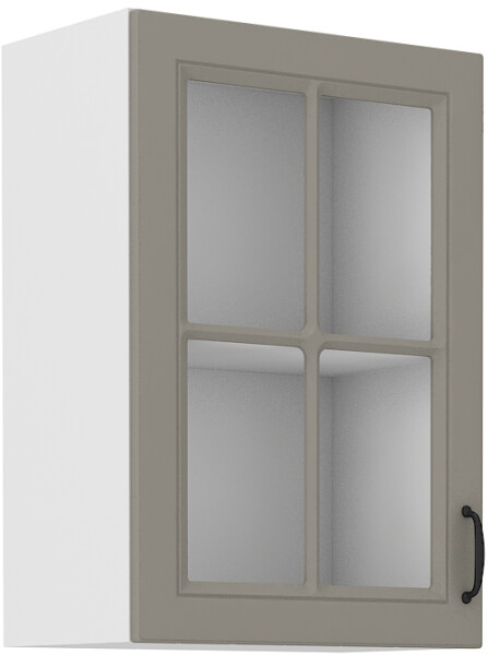 Horní prosklená skříňka Stilo 40 GS-72 1F Barva korpusu: Bílá, Barva dvířek: Clay Grey