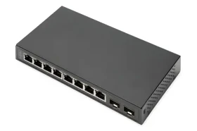 Digitus černá / Switch / 8x Gigabit RJ45 / 2x SFP / Unmanaged / Bez ventilátoru (DN-80067)