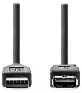 Nedis USB-A (M) - USB-A (F) 3.2 Gen1 3m černá / Prodlužovací kabel / 5 Gbps / kulatý (CCGL61010BK30)
