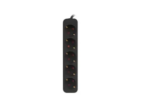 Lanberg napájecí lišta 5x Schuko černá / Napájecí lišta / 3 m / měděný kabel / 2500 W / dětská pojistka (PS0-05F-0300-BK)