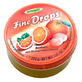 Woogie Fine Drops Pomeranč Bonbony 200g
