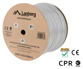 Lanberg instalační kabel Cat7 šedá / Instalační kabel / S/FTP / 305 m / LSZH / AWG23 (LCS7L-11CU-0305-S)