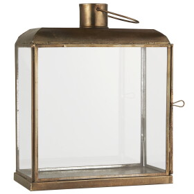 Ib Laursen Lucerna Oblong Rounded Roof 28 cm, měděná barva, čirá barva, sklo, kov