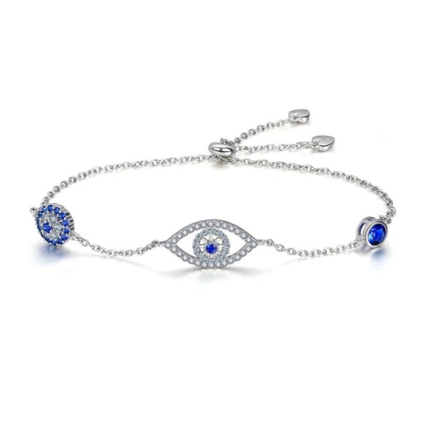 Stříbrný náramek talisman Evil Eye, stříbro 925/1000, Stříbrná Nastavitelná