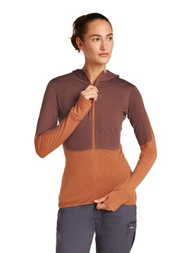 ICEBREAKER Wmns Mer 200 Realfleece Descender LS Zip H, Dusty Clay/Carob/Cb (vzorek) velikost: S