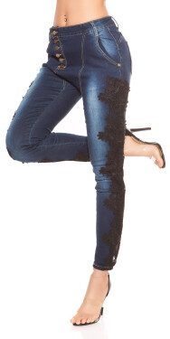 Sexy Koucla Skinnies krajkou denimblue