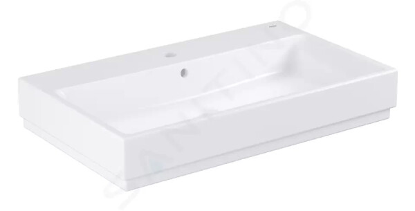 GROHE - Cube Ceramic Umyvadlo 800x490 mm,s přepadem, otvor pro baterii, PureGuard, alpská bílá 3946900H