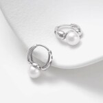 Stříbrné náušnice Glynnis - pravá perla, stříbro 925/1000, Stříbrná Bílá
