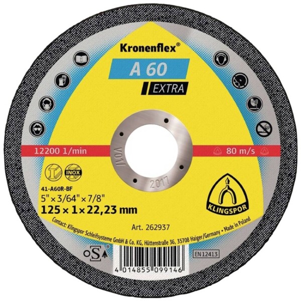 Klingspor A 60 Extra 262936 řezný kotouč rovný 115 mm 25 ks nerezová ocel, ocel