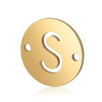 Mezidíl z titanové oceli - placička s písmenem A - Z - zlaté - 12 x 12 x 0,8 mm - 1 ks Písmena: V