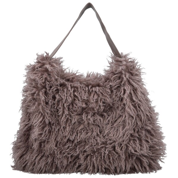 Stylová dámská plyšová kabelka do ruky Oresti, tmavě šedá