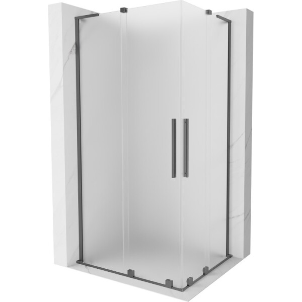 MEXEN/S - Velar L Duo sprchový kout, posuvné dveře 90 x 80, dekor, grafit metal 871-090-080-02-33-95