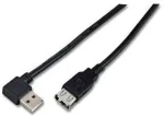 MicroConnect kabel USB2.0 A (F) - USB2.0 A 90° úhel (M) 1.5m černá / 480Mbit/s (USBAAF2ABLACK)