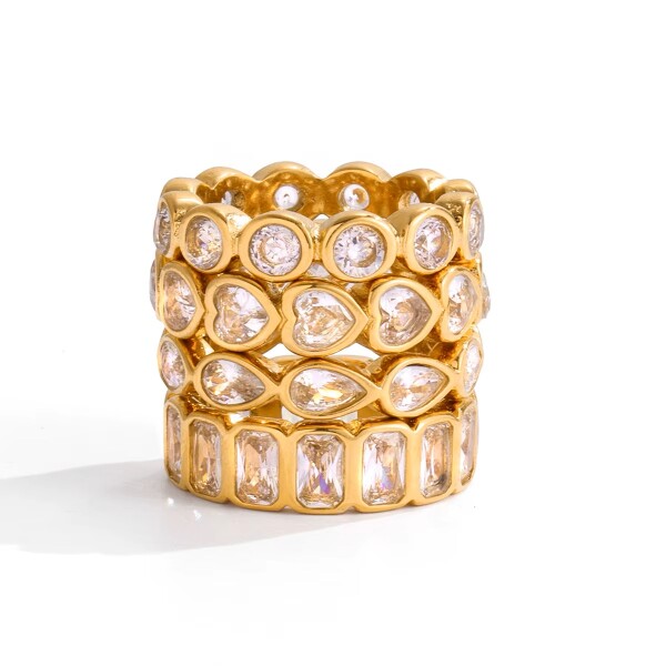 ELENYS Crystal Love – pozlacený prsten 18K žluté zlato Velikost: 8 (EU: 57-58)