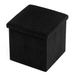 Taburet s úložným prostorem, černá manšestrová látka