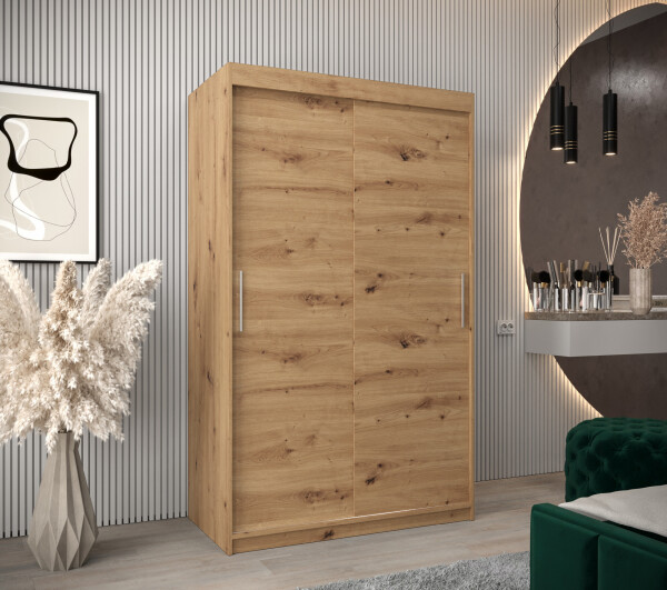 Šatní skříň Abi T0 s posuvnými dveřmi Barva korpusu: Dub artisan, Rozměry: 120 cm, Dveře: Dub artisan