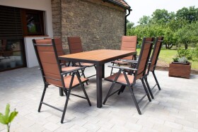 Home Garden Zahradní set Ibiza se 6 židlemi a stolem 150 cm, antracit/hnědý - 2. jakost