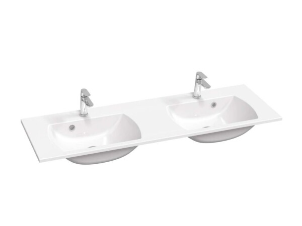 RAVAK - Classic Slim Dvojumyvadlo 130x45 cm, s přepadem, 2 otvory pro baterii, bílá XJX01113001