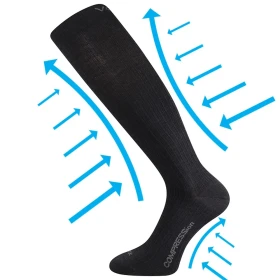 VOXX Podkolenky kompresní slabé z merino WOOLAX s ionty stříbra ČERNÉ 35-38 114254
