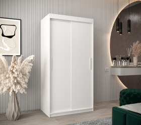 Šatní skříň Abi T0 s posuvnými dveřmi Barva korpusu: Bílá, Rozměry: 100 cm, Dveře: Bílá