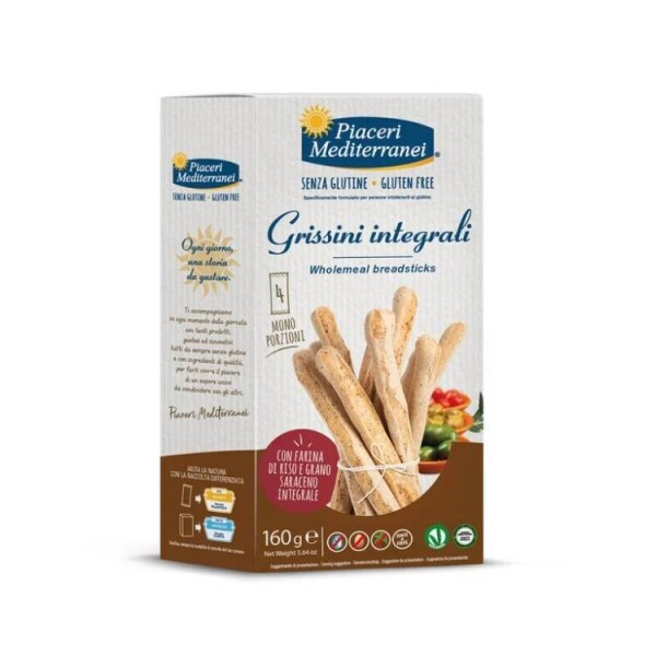 Dortisimo Bezlepkové celozrnné tyčinky Grissini Piaceri Mediterranei (160 g)